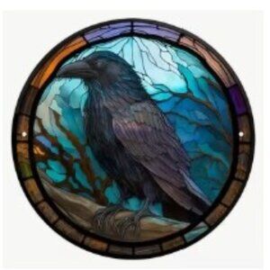 1 pc 8"X8" Aluminum Sign,  Halloween Raven Waiting. LT005-6